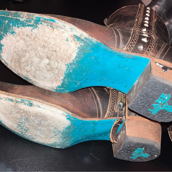 Women's Brown Leather Ankle Boots - Picture 5 of 7